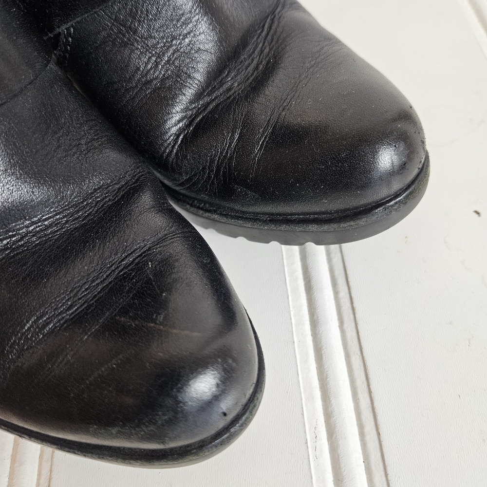 Sorel Wedge Booties Womens Sz 7 Black Leather Triple Buckle Moto Ankle Boots - Picture 13 of 13
